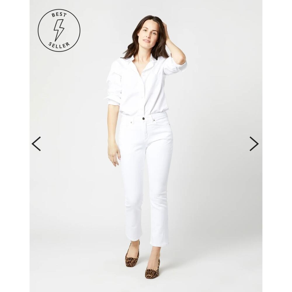 Ann Mashburn White Flare Cropped 5-Pocket Jean White Stretch Denim NWT Size 24